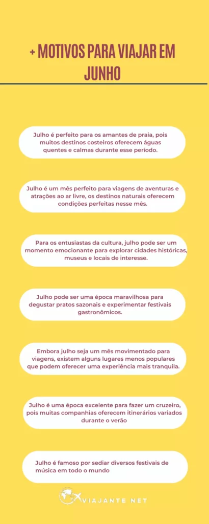 Motivos para viajar em julho